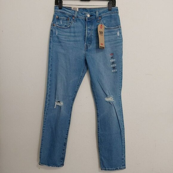 Levi's 501 Original High Rise Straight Fit Signature Button Fly Jeans 28x30 - Picture 2 of 7